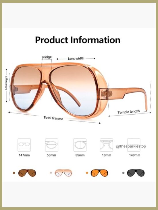 Plastic Frame Aviator Sunglasses UV400 Protection Oversized main image 6